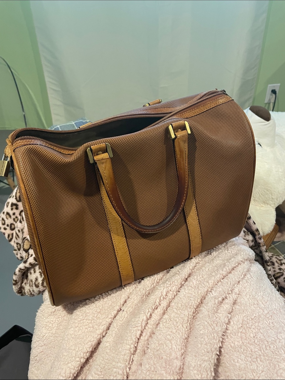 Bottega Venetia tan leather duffle bag